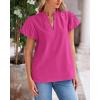 imageBTFBM Womens Spring Summer Tops Dressy Casual 2025 Trendy V Neck Puff Short Sleeve Cute Shirts Business Work BlousesRose Red