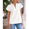 imageBTFBM Womens Spring Summer Tops Dressy Casual 2025 Trendy V Neck Puff Short Sleeve Cute Shirts Business Work BlousesWhite