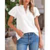 imageBTFBM Womens Spring Summer Tops Dressy Casual 2025 Trendy V Neck Puff Short Sleeve Cute Shirts Business Work BlousesWhite
