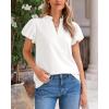 imageBTFBM Womens Spring Summer Tops Dressy Casual 2025 Trendy V Neck Puff Short Sleeve Cute Shirts Business Work BlousesWhite