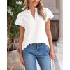 imageBTFBM Womens Spring Summer Tops Dressy Casual 2025 Trendy V Neck Puff Short Sleeve Cute Shirts Business Work BlousesWhite
