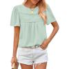 imageBTFBM Womens 2025 Summer Tops Swiss Dot Lace Crochet Crewneck Short Sleeves Casual Cute Shirts Boho BlousesMint Green