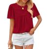 imageBTFBM Womens 2025 Summer Tops Swiss Dot Lace Crochet Crewneck Short Sleeves Casual Cute Shirts Boho BlousesRed
