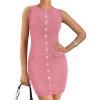 imageBTFBM Womens Sleeveless Bodycon Dress Summer Crewneck Business Work Mini Knit Trendy Tight Fitted Going Out DressesPink
