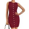 imageBTFBM Womens Sleeveless Bodycon Dress Summer Crewneck Business Work Mini Knit Trendy Tight Fitted Going Out DressesWine Red