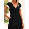 imageBTFBM Spring Summer Dresses for Women 2025 Vacation V Neck Cap Sleeve RIC Rac Loose Flowy Beach Midi Dress with PocketSolid Black