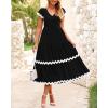 imageBTFBM Spring Summer Dresses for Women 2025 Vacation V Neck Cap Sleeve RIC Rac Loose Flowy Beach Midi Dress with PocketSolid Black