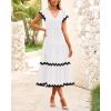 imageBTFBM Spring Summer Dresses for Women 2025 Vacation V Neck Cap Sleeve RIC Rac Loose Flowy Beach Midi Dress with PocketSolid White