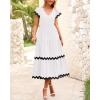 imageBTFBM Spring Summer Dresses for Women 2025 Vacation V Neck Cap Sleeve RIC Rac Loose Flowy Beach Midi Dress with PocketSolid White