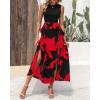 imageBTFBM Women Casual Sleeveless Summer Dresses 2025 Spring Crewneck Patchwork Boho Floral Ruffle Cocktail Party Midi DressBig Floral Red
