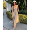imageBTFBM Women 2025 Summer Spaghetti Strap Dress Sleeveless V Neck Cutout Slit Casual Beach Party Maxi Dresses with PocketsSolid Apricot