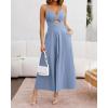 imageBTFBM Women 2025 Summer Spaghetti Strap Dress Sleeveless V Neck Cutout Slit Casual Beach Party Maxi Dresses with PocketsSolid Grey Blue