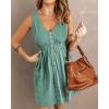 imageBTFBM Women Sleeveless Summer Dress 2025 Crewneck Ribbed Knit Ruffle Swing Button Down Beach Sun Mini Tank Short DressesButtons Fruit Green
