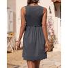 imageBTFBM Women Sleeveless Summer Dress 2025 Crewneck Ribbed Knit Ruffle Swing Button Down Beach Sun Mini Tank Short DressesSolid Dark Grey
