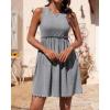imageBTFBM Women Sleeveless Summer Dress 2025 Crewneck Ribbed Knit Ruffle Swing Button Down Beach Sun Mini Tank Short DressesSolid Light Grey