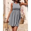imageBTFBM Women Sleeveless Summer Dress 2025 Crewneck Ribbed Knit Ruffle Swing Button Down Beach Sun Mini Tank Short DressesSolid Light Grey