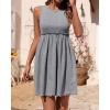 imageBTFBM Women Sleeveless Summer Dress 2025 Crewneck Ribbed Knit Ruffle Swing Button Down Beach Sun Mini Tank Short DressesSolid Light Grey