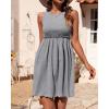 imageBTFBM Women Sleeveless Summer Dress 2025 Crewneck Ribbed Knit Ruffle Swing Button Down Beach Sun Mini Tank Short DressesSolid Light Grey