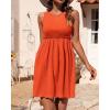 imageBTFBM Women Sleeveless Summer Dress 2025 Crewneck Ribbed Knit Ruffle Swing Button Down Beach Sun Mini Tank Short DressesSolid Orange