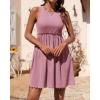 imageBTFBM Women Sleeveless Summer Dress 2025 Crewneck Ribbed Knit Ruffle Swing Button Down Beach Sun Mini Tank Short DressesSolid Pink