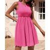 imageBTFBM Women Sleeveless Summer Dress 2025 Crewneck Ribbed Knit Ruffle Swing Button Down Beach Sun Mini Tank Short DressesSolid Rose Pink