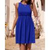 imageBTFBM Women Sleeveless Summer Dress 2025 Crewneck Ribbed Knit Ruffle Swing Button Down Beach Sun Mini Tank Short DressesSolid Royal Blue