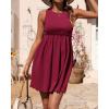 imageBTFBM Women Sleeveless Summer Dress 2025 Crewneck Ribbed Knit Ruffle Swing Button Down Beach Sun Mini Tank Short DressesSolid Wine Red