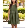 imageBTFBM Women Sleeveless Summer Dress 2025 Crewneck Ribbed Knit Ruffle Swing Button Down Beach Sun Mini Tank Short DressesTiered Army Green