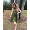imageBTFBM Women Sleeveless Summer Dress 2025 Crewneck Ribbed Knit Ruffle Swing Button Down Beach Sun Mini Tank Short DressesTiered Army Green
