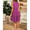 imageBTFBM Women Sleeveless Summer Dress 2025 Crewneck Ribbed Knit Ruffle Swing Button Down Beach Sun Mini Tank Short DressesTiered Rose Red