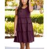 imageBTFBM Women Sleeveless Summer Dress 2025 Crewneck Ribbed Knit Ruffle Swing Button Down Beach Sun Mini Tank Short DressesTiered Wine Red