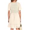 imageBTFBM Womens V Neck Casual Vacation Dress Short Sleeve Smocked Swiss Dot Swing Ruffle Mini Beach Summer Dresses 2025Swiss Dot Apricot
