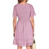 imageBTFBM Womens V Neck Casual Vacation Dress Short Sleeve Smocked Swiss Dot Swing Ruffle Mini Beach Summer Dresses 2025Swiss Dot Dusty Pink