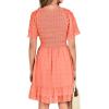 imageBTFBM Womens V Neck Casual Vacation Dress Short Sleeve Smocked Swiss Dot Swing Ruffle Mini Beach Summer Dresses 2025Swiss Dot Orange Pink