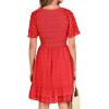 imageBTFBM Womens V Neck Casual Vacation Dress Short Sleeve Smocked Swiss Dot Swing Ruffle Mini Beach Summer Dresses 2025Swiss Dot Red