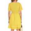 imageBTFBM Womens V Neck Casual Vacation Dress Short Sleeve Smocked Swiss Dot Swing Ruffle Mini Beach Summer Dresses 2025Swiss Dot Yellow