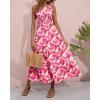 imageBTFBM 2025 Summer One Shoulder Dresses for Women Casual Sleeveless High Waist Floral Flowy Smocked Boho Beach Maxi DressGeometry Red