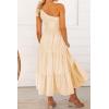 imageBTFBM 2025 Summer One Shoulder Dresses for Women Casual Sleeveless High Waist Floral Flowy Smocked Boho Beach Maxi DressStriped Orange Yellow