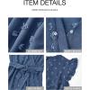 imageBTFBM Women V Neck Summer Dress 2025 Cap Sleeve Swiss Dot Boho Flowy Ruffle Slit Beach Party Long Maxi Cocktail DressesSwiss Dot Blue