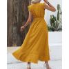 imageBTFBM Women V Neck Summer Dress 2025 Cap Sleeve Swiss Dot Boho Flowy Ruffle Slit Beach Party Long Maxi Cocktail DressesSwiss Dot Yellow