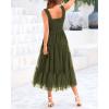imageBTFBM Womens 2025 Summer Midi Dress Casual Sleeveless Square Neck Smocked Ruffle Tulle Party Wedding Guest DressesArmy Green