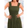 imageBTFBM Womens 2025 Summer Midi Dress Casual Sleeveless Square Neck Smocked Ruffle Tulle Party Wedding Guest DressesArmy Green