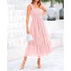 imageBTFBM Womens 2025 Summer Midi Dress Casual Sleeveless Square Neck Smocked Ruffle Tulle Party Wedding Guest DressesLight Pink