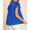 imageBTFBM Casual Summer Tops for Women 2025 Short Ruffle Sleeves Shirts Crew Neck Hollow Out Lace Embroidered BlousesBlue
