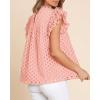 imageBTFBM Casual Summer Tops for Women 2025 Short Ruffle Sleeves Shirts Crew Neck Hollow Out Lace Embroidered BlousesPink