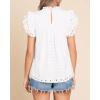 imageBTFBM Casual Summer Tops for Women 2025 Short Ruffle Sleeves Shirts Crew Neck Hollow Out Lace Embroidered BlousesWhite
