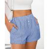 imageBTFBM Striped Boxer Shorts for Women 2025 Summer Elastic Waist Y2k Vacation Beach Bottoms Lounge Sleep Pj Pajama ShortsBlue White
