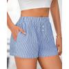 imageBTFBM Striped Boxer Shorts for Women 2025 Summer Elastic Waist Y2k Vacation Beach Bottoms Lounge Sleep Pj Pajama ShortsBlue White