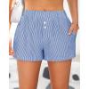 imageBTFBM Striped Boxer Shorts for Women 2025 Summer Elastic Waist Y2k Vacation Beach Bottoms Lounge Sleep Pj Pajama ShortsBlue White