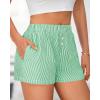 imageBTFBM Striped Boxer Shorts for Women 2025 Summer Elastic Waist Y2k Vacation Beach Bottoms Lounge Sleep Pj Pajama ShortsGreen White